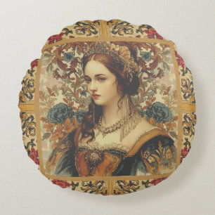 Vintage,Een mooie en elegante edelvrouw Rond Kussen