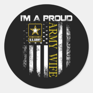 Vintage Een Trots Army Echtgenote Met Een Amerikaa Ronde Sticker