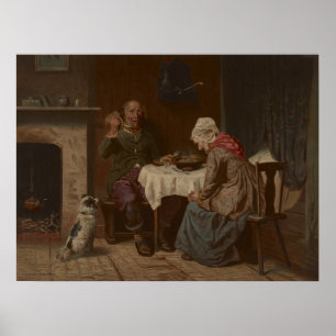 Vintage Een versleten lithograaf vragen Poster