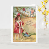 Vintage - een vrolijke verjaardagsverrassing, kaart (Gele Bloem)