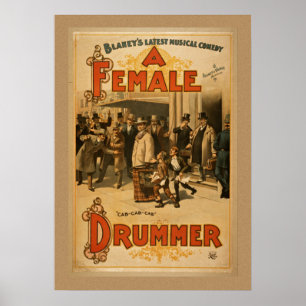 Vintage - Een Vrouw Drummer Poster