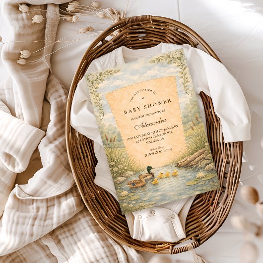 Vintage Eenden Baby Shower Kaart