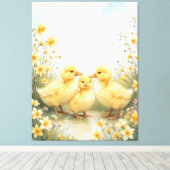 Vintage Eendje Trio Pastel Kunst Canvas Afdruk (Insitu (Houten vloer))