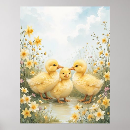 Vintage Eendje Trio Pastel Kunst Poster (Voorkant)