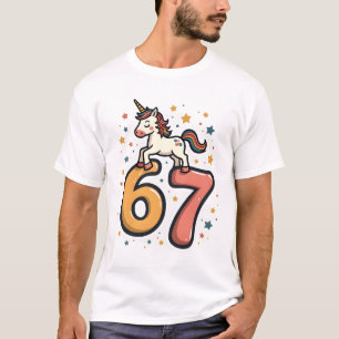 Vintage Eenhoorn 67 Verjaardagsfeest Regenboog Dab T-shirt