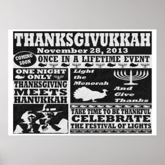 Vintage Eenmaal in een leven lang Thanksgivukkah P Poster