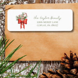 vintage eenvoudige snoepriet Kerst retouradres Etiket