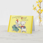 Vintage Eerste Jubileum Wenskaart Kaart (Gele Bloem)