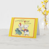 Vintage Eerste Jubileum Wenskaart Kaart (Gele Bloem)