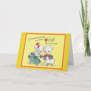 Vintage Eerste Jubileum Wenskaart Kaart