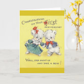 Vintage Eerste Jubileum Wenskaart Kaart (Gele Bloem)