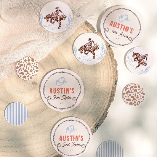 Vintage Eerste Rodeo Cowboy 1e Verjaardag Confetti