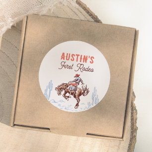Vintage Eerste Rodeo Cowboy 1e Verjaardag Ronde Sticker