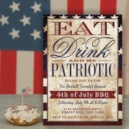 Vintage eet, Drink en wees patriottisch op 4 juli Kaart