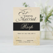 Vintage Eet, Drink, Getrouwd Trouwkaart RSVP Kaart (Staand voorkant)