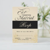 Vintage Eet, Drink, Getrouwd Trouwkaart RSVP Kaart (Staand voorkant)