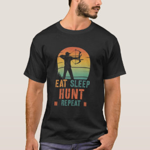 Vintage Eet Slaap Boog Jagen Herhaal T-shirt