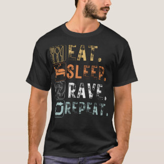 Vintage Eet Slaap Rave Herhaal Grappige Eet Slaap T-shirt