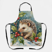 Vintage Egel Tussen Hulst Kerstmis Schort (Voorkant)