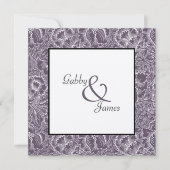 Vintage Eggplant Plum Pattern Wedding Kaart (Voorkant)