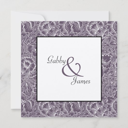 Vintage Eggplant Plum Pattern Wedding Kaart (Voorkant)