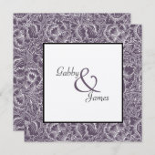 Vintage Eggplant Plum Pattern Wedding Kaart (Voorkant / Achterkant)