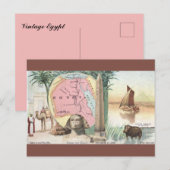 Vintage Egypt Map Briefkaart (Voorkant / Achterkant)
