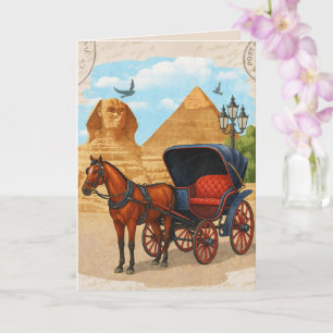 Vintage Egypt Paardentransport Kunst – Retro Reize Kaart