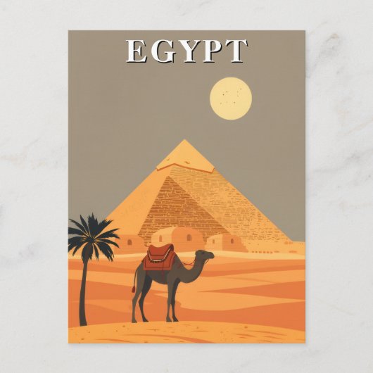 Vintage Egypt Travel Camel and Pyramids Desert Briefkaart (Voorkant)