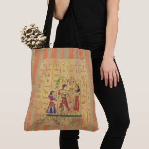 Vintage, Egyptisch patroon, antieke stijl, strepen Tote Bag