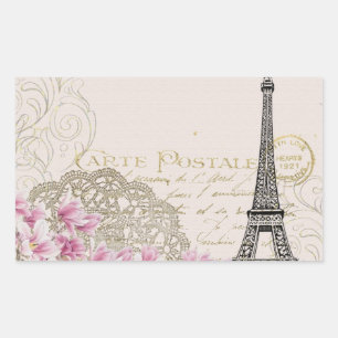 Vintage Eiffel Toren Parijs Frankrijk Romantiek Ro Rechthoekige Sticker