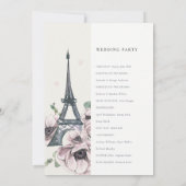 Vintage Eiffel Tower Floral Wedding Programme Bedankkaart (Achterkant)