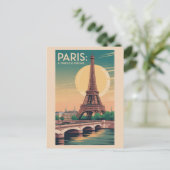 Vintage Eiffel Tower Paris France Seine Travel Briefkaart (Staand voorkant)