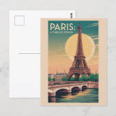 Vintage Eiffel Tower Paris France Seine Travel Briefkaart (Voorkant / Achterkant)