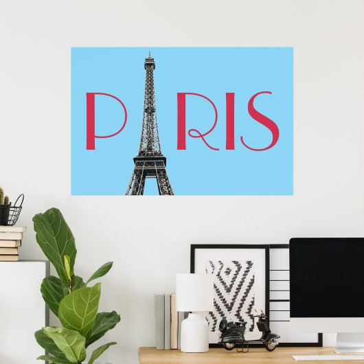 Vintage Eiffel Tower Paris Travel Poster (Thuiskantoor)