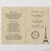 Vintage Eiffel Tower Paris Wedding Programme (Voorkant)