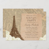 Vintage Eiffeltoren Floral Bachelorette Kaart (Voorkant / Achterkant)