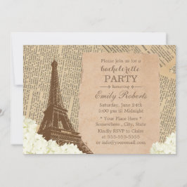 Vintage Eiffeltoren Floral Bachelorette Kaart