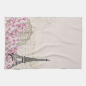 Vintage Eiffeltoren Franse Lila Theedoek (Horizontaal)