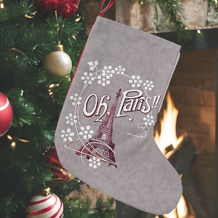 Vintage Eiffeltoren Oh Parijs Frankrijk Madeliefje Kleine Kerstsok