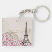 Vintage Eiffeltoren Parijs Briefkaart Sleutelhanger (Achterkant)