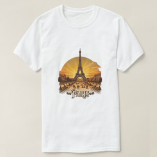 Vintage Eiffeltoren Zonsondergang Parijs T-Shirt -