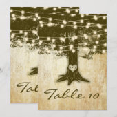 Vintage Eikenboom Lichtjes Trouwtafel Nummerkaart Kaart (Voorkant / Achterkant)