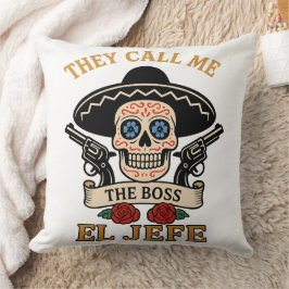Vintage El Jefe Suiker Schedel Baas Cinco de Mayo Kussen