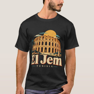 Vintage El Jem Tunesië Reis Kunst Landmark T-shirt