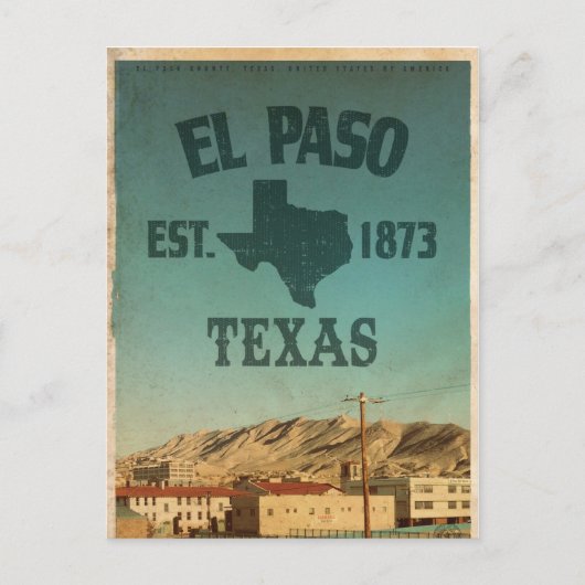 Vintage El Paso Texas Travel Briefkaart (Voorkant)