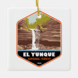 Vintage El Yunque National Forest Puerto Rico Keramisch Ornament<br><div class="desc">El Yunque National Forest vectorkunstwerk. El Yunque National Forest is een tropisch regenwoud in het noordoosten van Puerto Rico.</div>