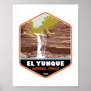 Vintage El Yunque National Forest Puerto Rico Poster