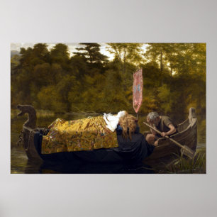 Vintage Elaine The Lady of Shalott King Arthur Poster