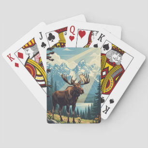 Vintage eland bij Grand Teton National Park Pokerkaarten